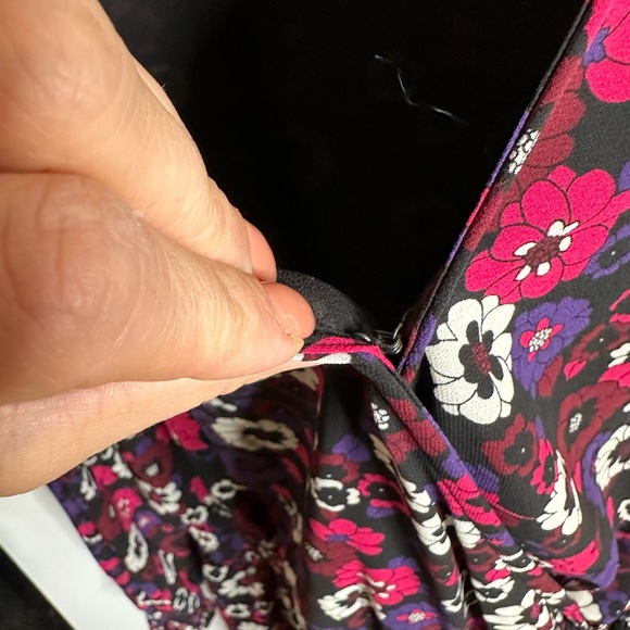 Michael Kors Azalea Psych Garden Wrap dress L georgette elastic Waist 10 flower - Picture 12 of 13